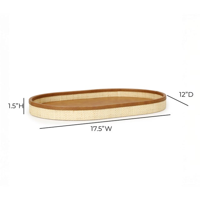 Hakiri Natural Raffia Large Designer Storage Tray For Sale In Los Angeles - Image 6 of 7
