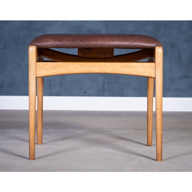 1950s Mid-Century Beech Stool, Denmark, 1950s For Sale - Image 5 of 9