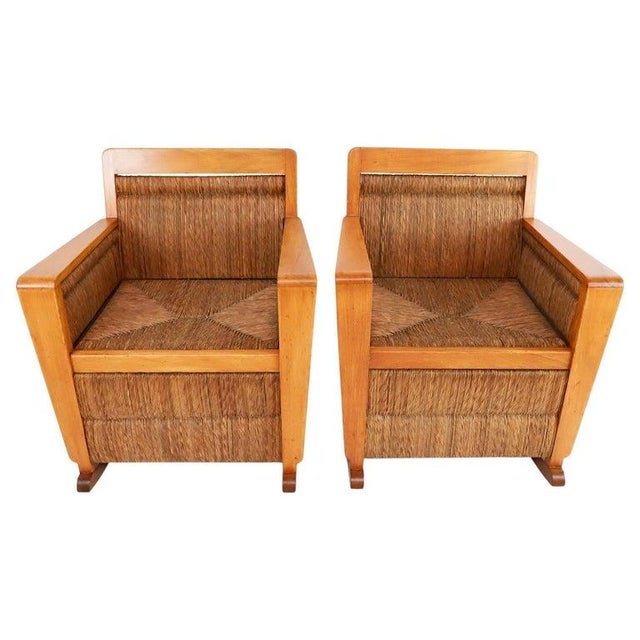 Wood 1960s Mexican Mid-Century Modern Woven Rocking Chairs - A Pair For Sale - Image 7 of 7