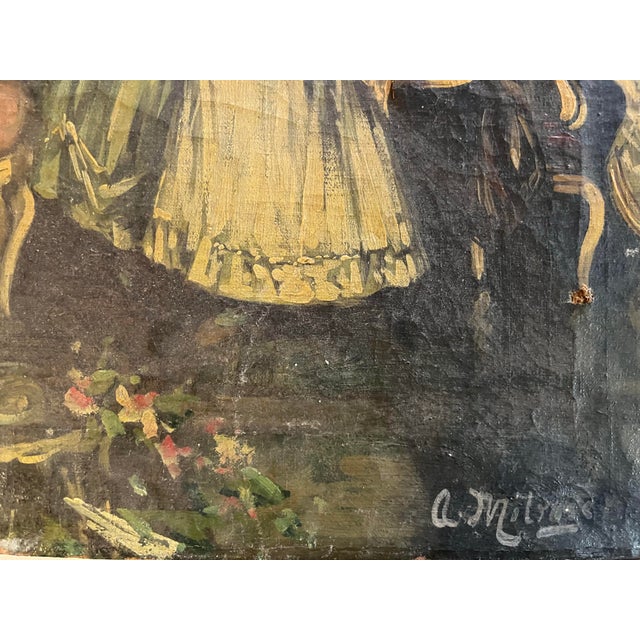 Wood 19th Century Oil on Canvas Painting of Possibly French Society Party For Sale - Image 7 of 10