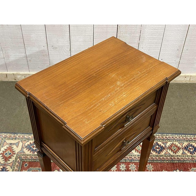 Louis XVI Style Bedside Table in Cherry Wood, 1950s For Sale - Image 4 of 9