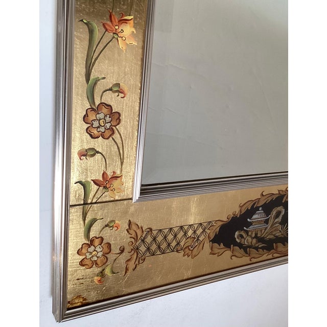 A Hand Painted Eglomise Wall Mirror by Labarge For Sale In Philadelphia - Image 6 of 8