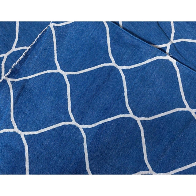 Blue Contemporary Capri Indian Dhurrie Handmade Rug by Doris Leslie Blau For Sale - Image 8 of 8
