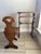 Vintage Rustic Side Table With Matching Stool/Chair Low Profile Chair - Set of 2 For Sale - Image 4 of 10