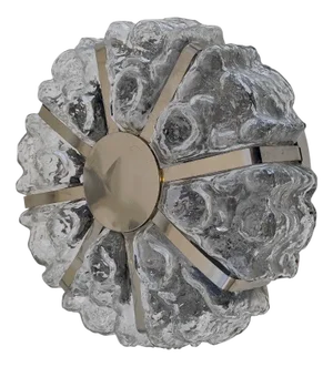 Mid-Century Modern Chrome and Glass Wall Light or Flush Mount from Glashütte Limburg, 1960s
