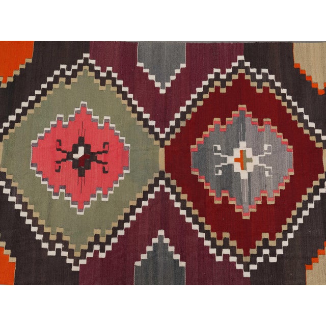 1970s 1970s Vintage Handmade Wool Cotton Purple Runner Rug For Sale - Image 5 of 11