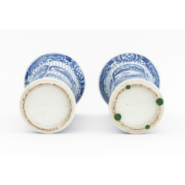 Chinese Blue and White Porcelain Vases, Pair For Sale - Image 9 of 9