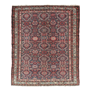 Jewel-Toned Antique Fine Persian Malayer With All-Over Geometric Design 4'10 X 6'1