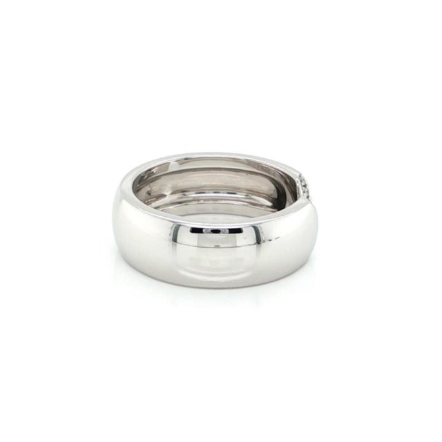 Contemporary Mid 20th Century Cartier Double C Diamond Cuff Ring 18K White Gold Size 53 US 6.5 w/Papers For Sale - Image 3 of 6