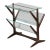 Mid Century Mahogany Side Table With Magazine Rack and Brass Detail For Sale