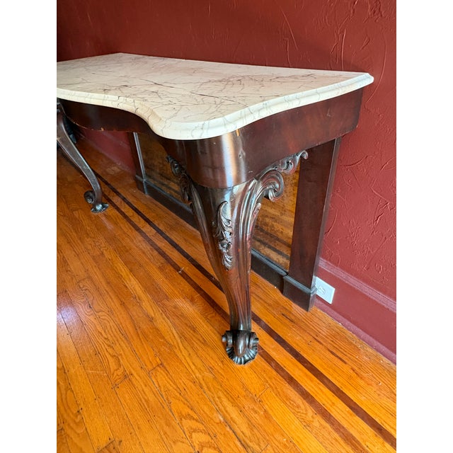 Mid 19th Century Superb 19th Century Carrara White Marble Top Hall or Antique Console Table For Sale - Image 5 of 10