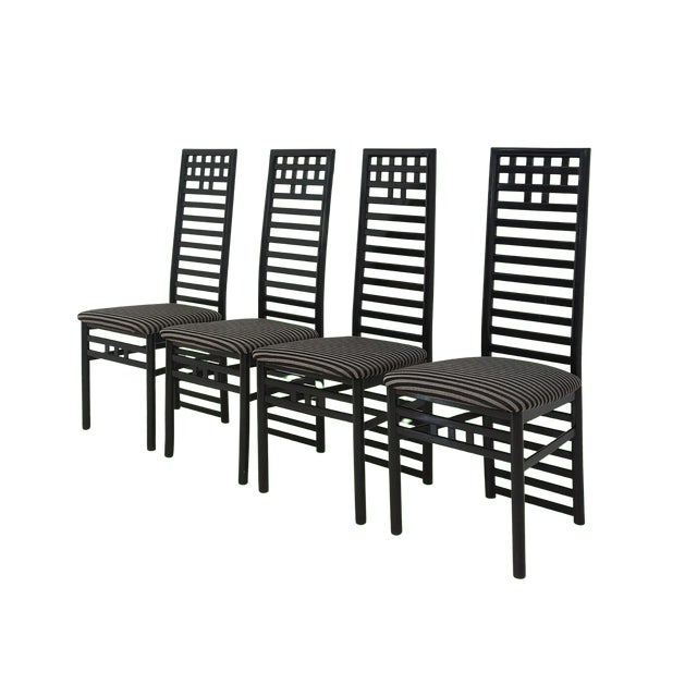 Bauhaus Mid 20th Century Set of 4 Geometric Ladder Back Chairs For Sale - Image 3 of 7