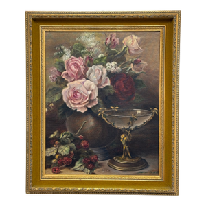 Marian Miller Original Floral Still Life Painting in the Style of Jean Baptiste Robie
