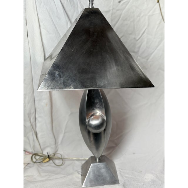 Original Akio Makigawa Style Post Modern Cast Aluminum Abstract Space Age Table Lamp For Sale - Image 10 of 12