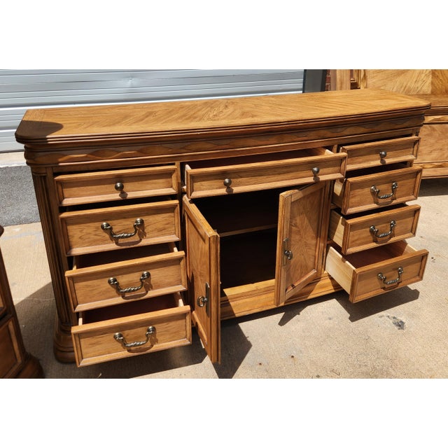 Complete Blonde Wood Queen Bedroom Set For Sale In Washington DC - Image 6 of 11