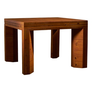 Square Top Pinewood Dining Table For Sale