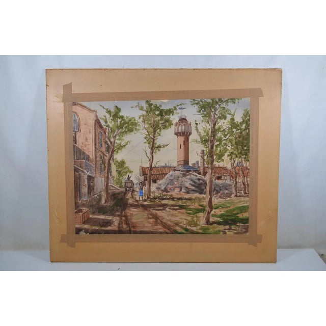 J. Villena (20th Century) “On the Port” Watercolor Signed For Sale - Image 11 of 11