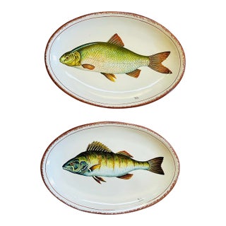 Vintage Italian Fish Plates, Pair For Sale