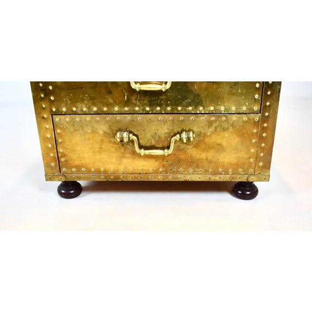 Serried Spain Brass Clad Chest, Nightstand, 1970's For Sale - Image 9 of 14
