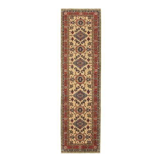 Kazak Runner 2'8'' X 9'4'' Beige Wool Tribal Hand-Knotted Oriental Rug For Sale