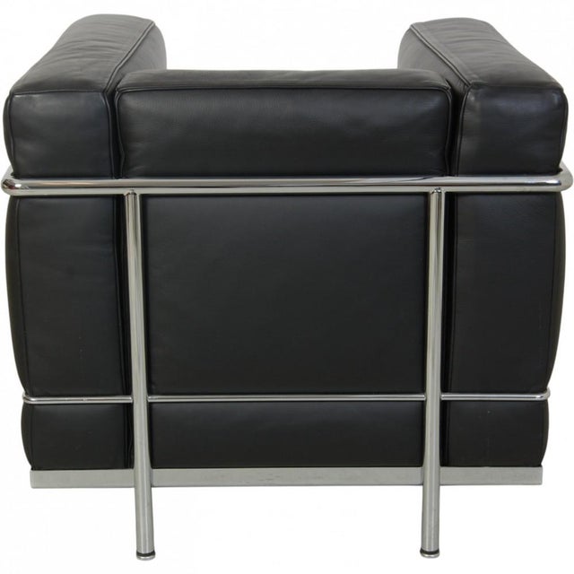 Vintage LC2 Chair in Black Leather by Le Corbusier, 2000s For Sale - Image 3 of 15
