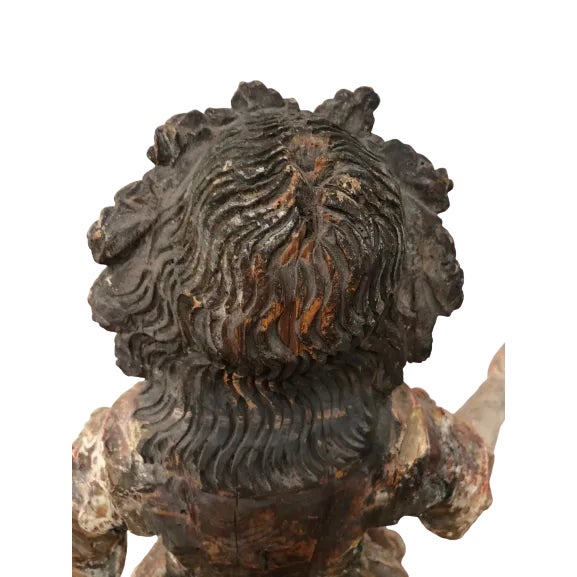 17th Century 17th-Century Polychrome Wood Sculpture With Antique-Style Wall Bracket For Sale - Image 5 of 12