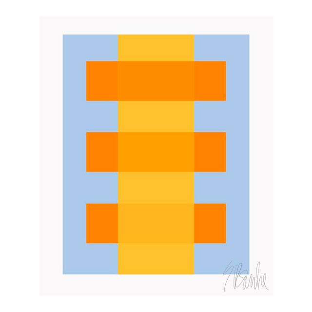 Yellow Through Orange on Blue Fine Art Print 30" X 40" by Liz Roache For Sale