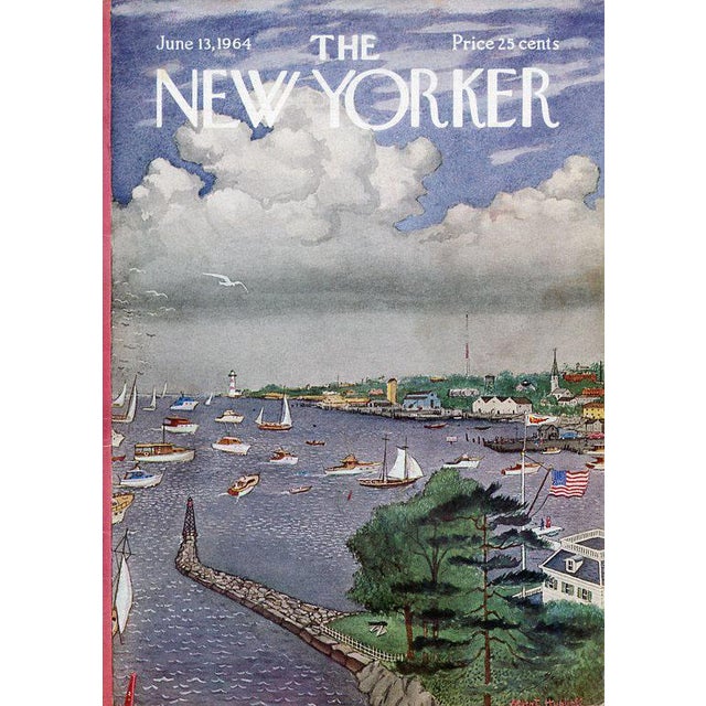 Original vintage New Yorker magazine cover dated June 13, 1964 featuring a Sailing theme. Cover art by Albert Hubbell...