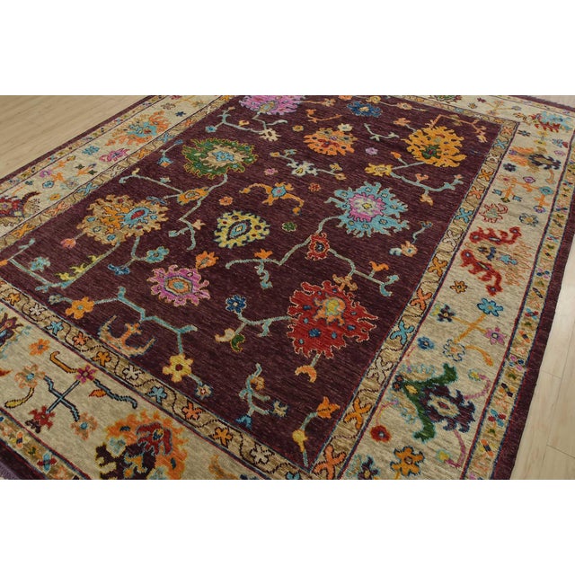 Modern Anatolia Rug 8’11” X 11’6” Purple Wool Modern Hand-Knotted Oriental Carpet For Sale - Image 3 of 15