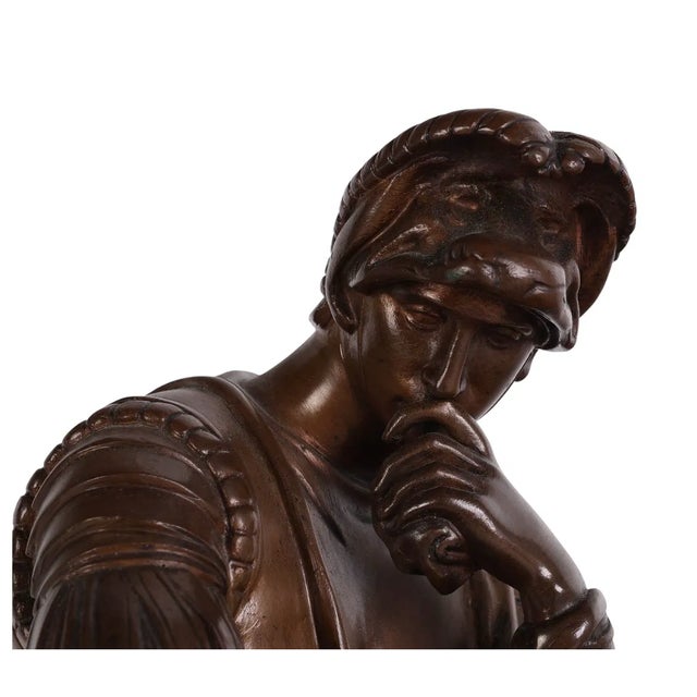 F. Barbedienne Foundry Antique F Barbedienne French Bronze Seated Roman Bronze & Marble Inkwell For Sale - Image 4 of 5