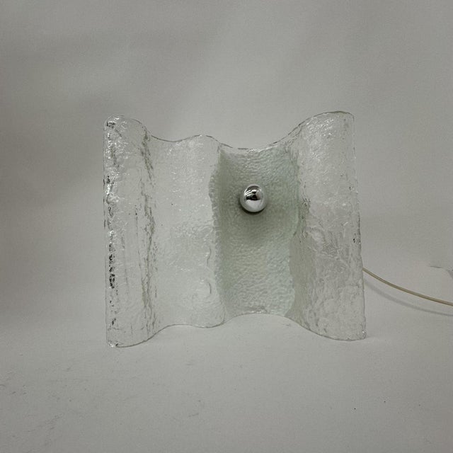 Wave Ice Glass Table Lamp from Kalmar, Germany, 1970s For Sale - Image 8 of 18