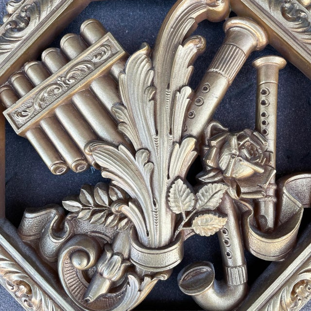 Vintage gold cast resin , decorative wall hanging piece , manufactured by Homco in the late 60s early 70s. Musical...