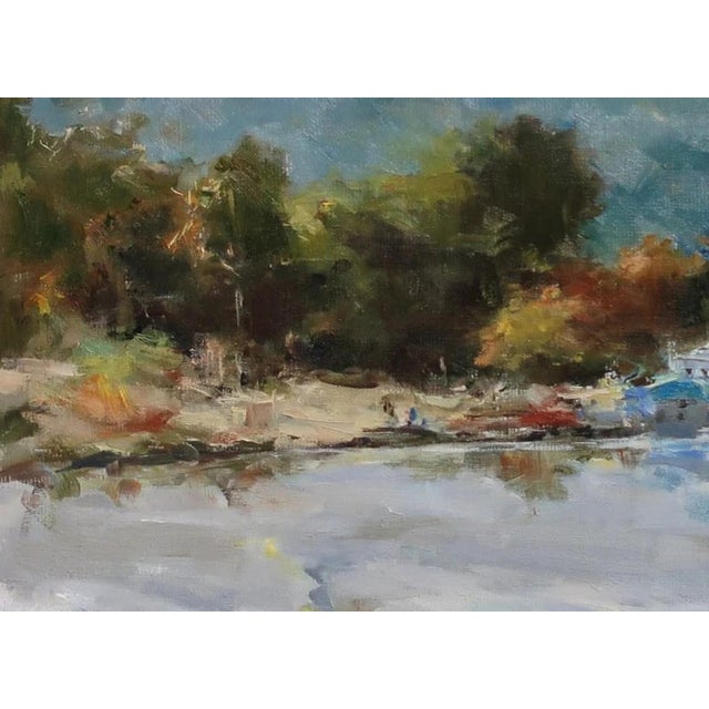 Antique River Landscape Oil Painting, Ukrainian Art, 1999 42-58 For Sale - Image 4 of 6
