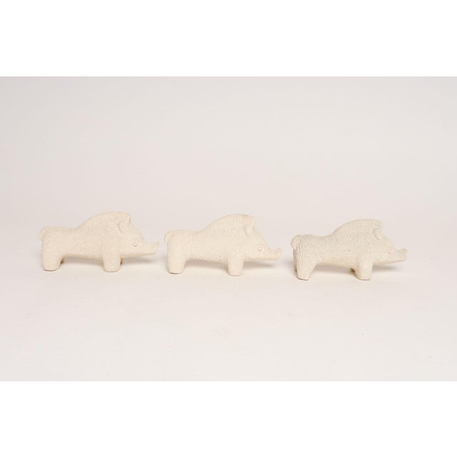Mid-Century Modern Set of Three Vintage Italian Unglazed Ceramic Boars by Aldo Londi for Bitossi For Sale - Image 3 of 11