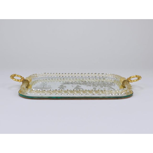 Swirl Murano Glass Mirror Serving Tray from Ercole Barovier, Venice, 1940s For Sale - Image 4 of 16