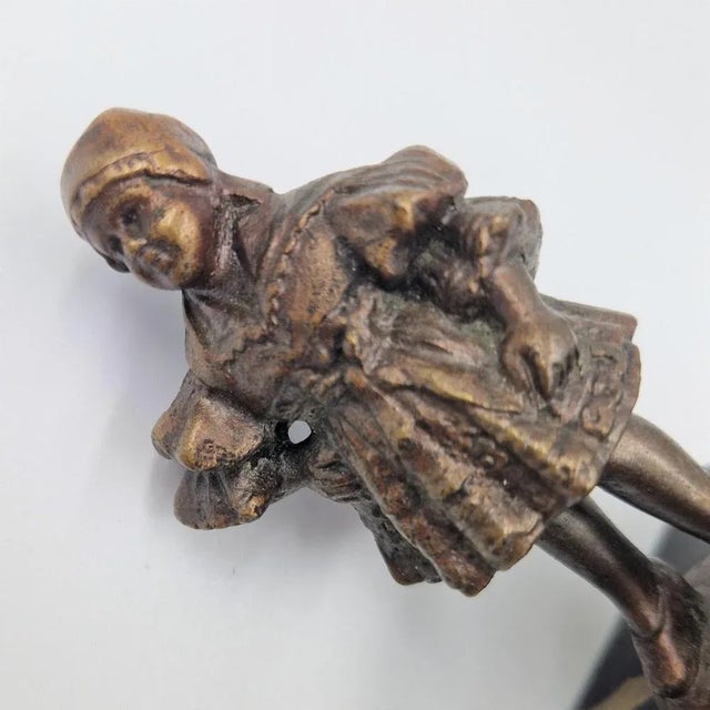 Girl Bronze Figure on Marble Base, 1890s, in Very Good conditions. Designed 1890 to 1919