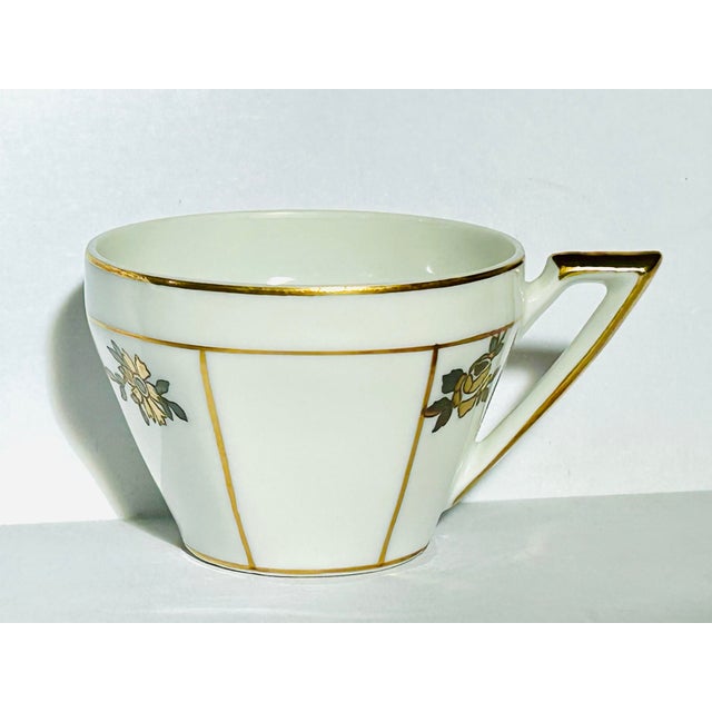 White Art Deco Portuguese Espresso Cups and Saucers - Set of 8 For Sale - Image 8 of 12