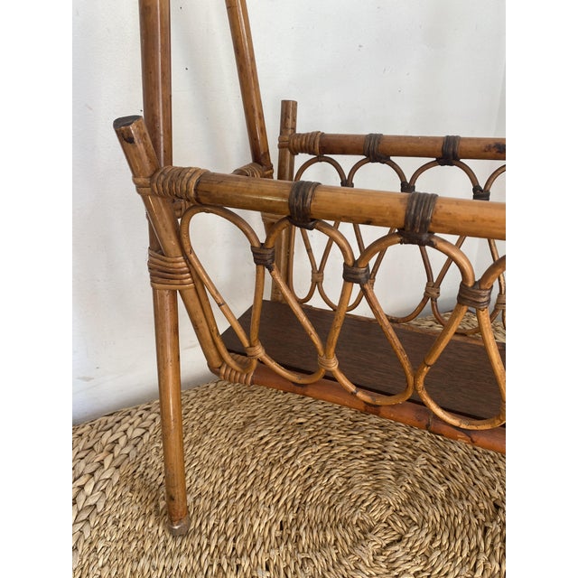 Bamboo and Rattan Magazine Rack, 1960s For Sale - Image 11 of 14