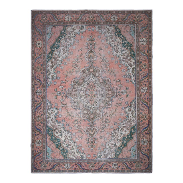 1970s Vintage Persian Handmade Wool Orange Oversized Area Rug For Sale