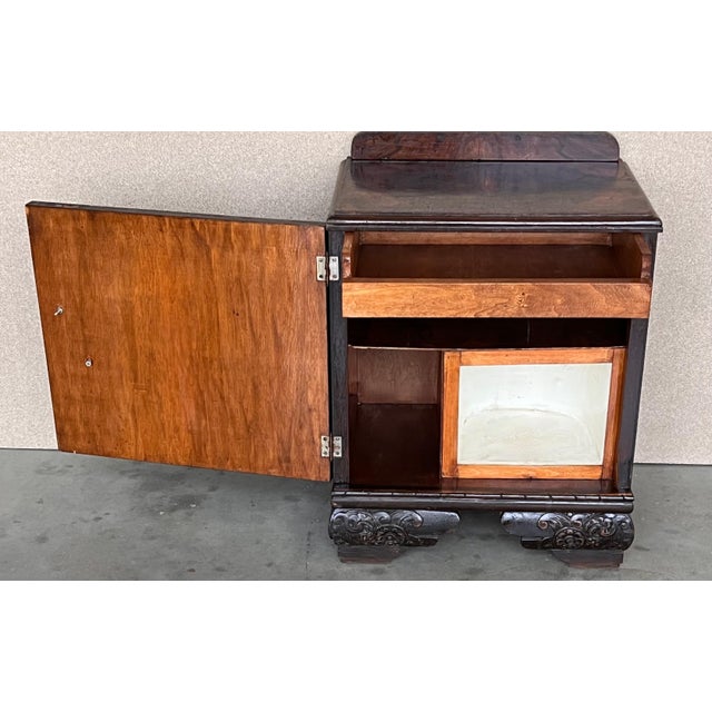 Wood Early 20th Century Pair of Art Deco Side Cabinets or Nightstands with Ebonized Base For Sale - Image 7 of 18