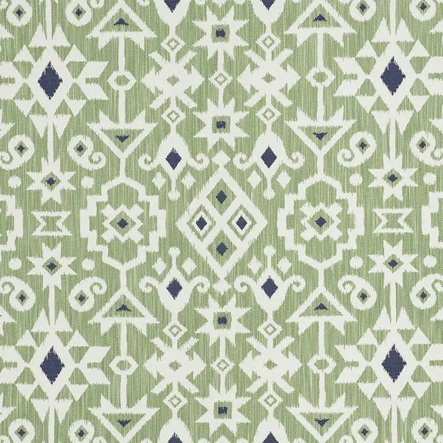 Contemporary Sample - Schumacher Crusoe Ikat Fabric in Green For Sale - Image 3 of 3