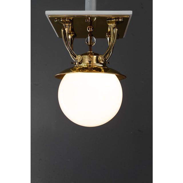 Art Deco Ceiling Lamp with Opal Glass Shade, Vienna, 1920s For Sale - Image 10 of 13