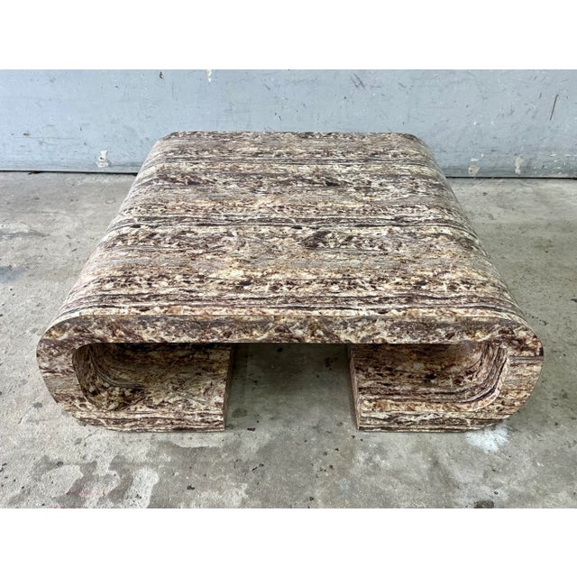 Mid-Century Modern Postmodern Massive Laminate Waterfall Coffee Table For Sale - Image 3 of 13