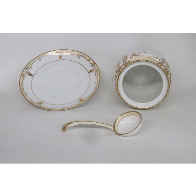 Late 20th Century Nippon Hand Painted Porcelain Jam Jar With Spoon and Plate 4578b For Sale - Image 5 of 12