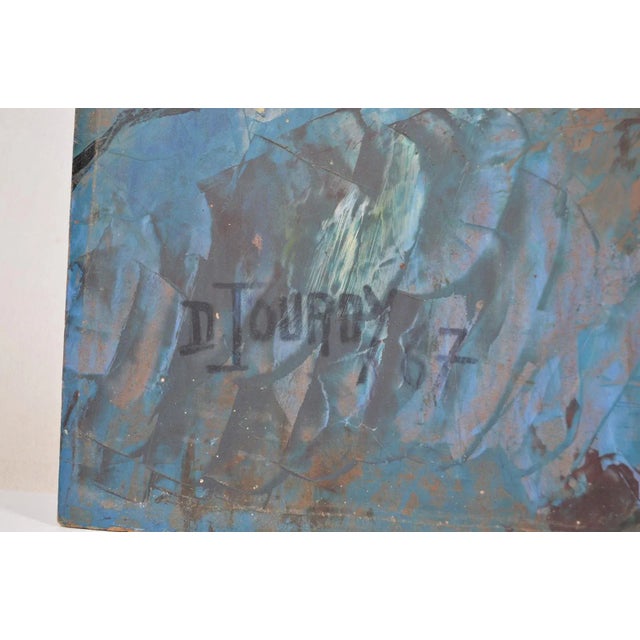 Wood D. Jouroy (20th Century) “Portrait of a Man” Oil on Hardboard Signed and Dated 1967 For Sale - Image 7 of 12