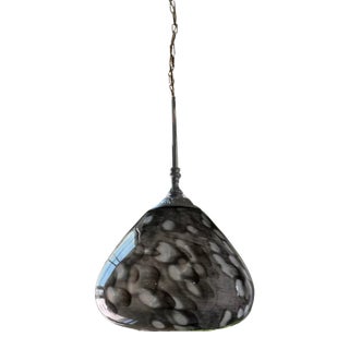 Vintage Abstract Gray White Oval Design Art Glass Pendant Light For Sale