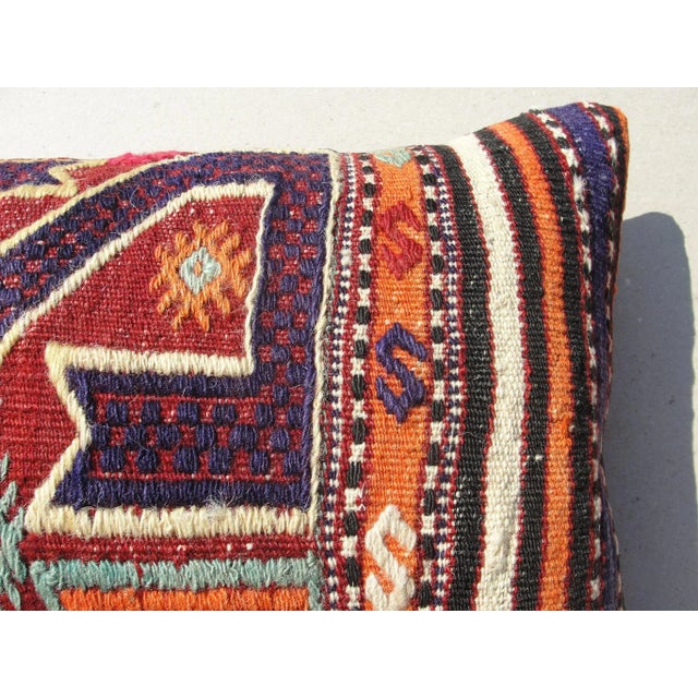 1980s Turkish Vintage Lumbar Kilim Rug Pillow Cover Cushion Case For Sale - Image 5 of 8