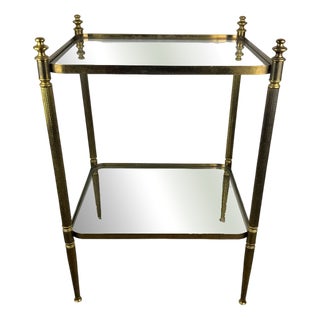 Mid-Century French Hollywood Regency Brass and Glass Side Table in the style of Maison Jansen, 1960s For Sale