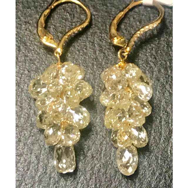 27 Carat Diamond Briolettes Hanging Drop Earrings 18 Karat Yellow Gold For Sale - Image 18 of 18