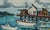 Contemporary Mid Century Modern Nautical Landscape - Sailboats by the Wharf by Bertram Spencer For Sale - Image 3 of 4